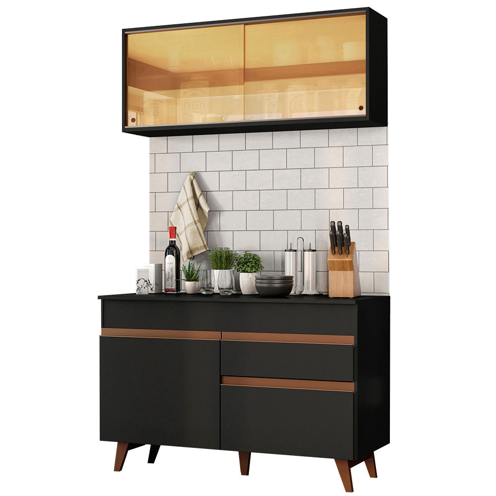 Cocina Integral 120cm Negro Reims 01
