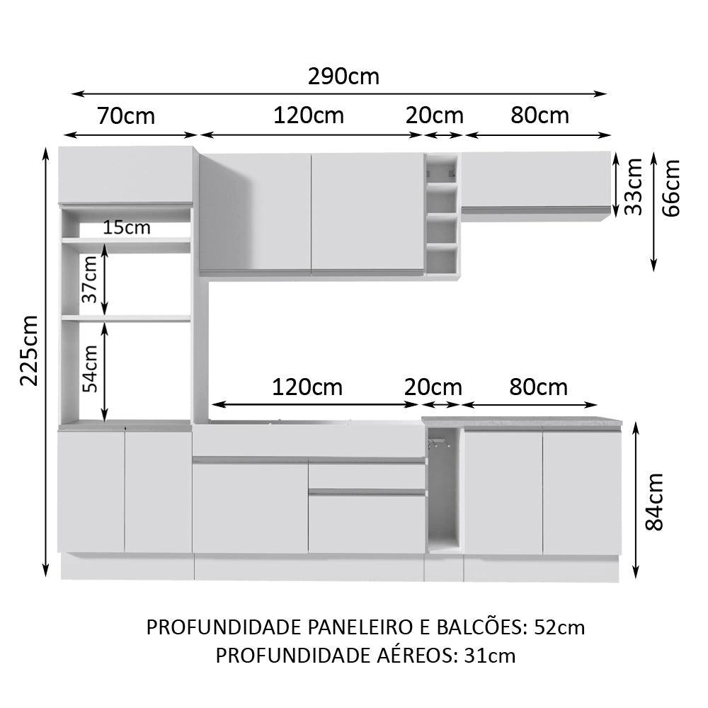 Cocina Integral 290 cm Blanco Vicenza