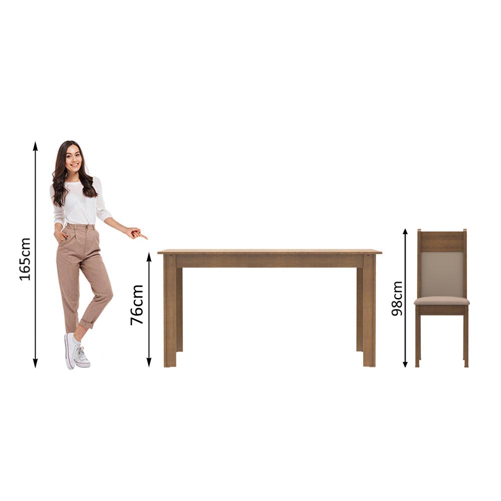 Juego de Comedor Madesa Havana Con 4 Sillas Marrón/Creme