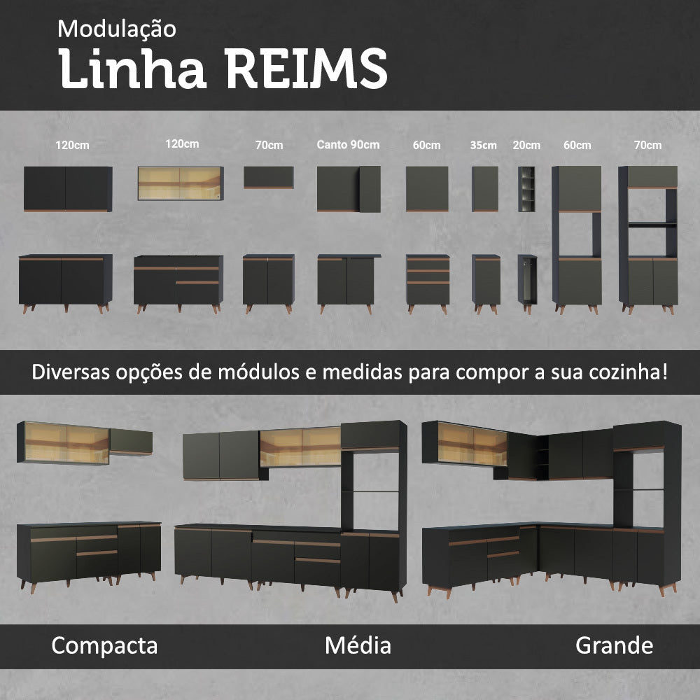 Cocina Integral Esquinera 262cm Negro Reims 01
