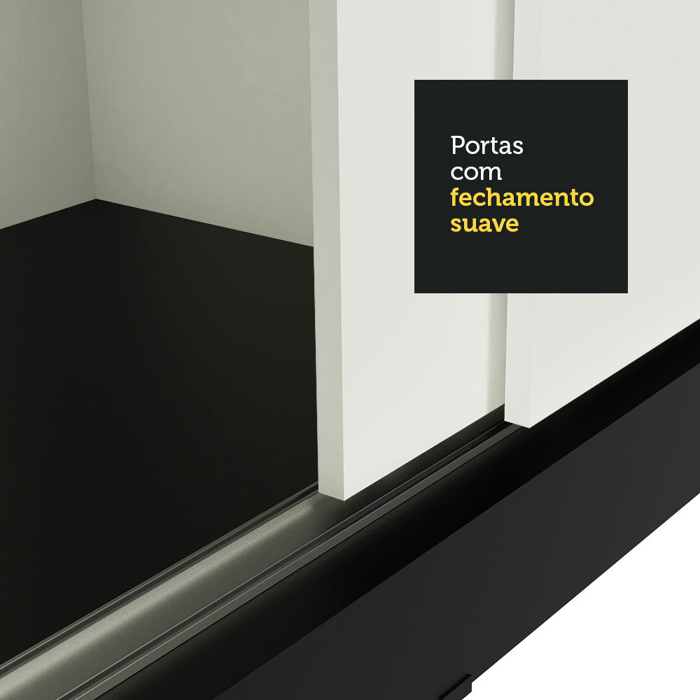 Clóset Matrimonial Reno con 3 Puertas Correderas de Espejo Negro/Blanco