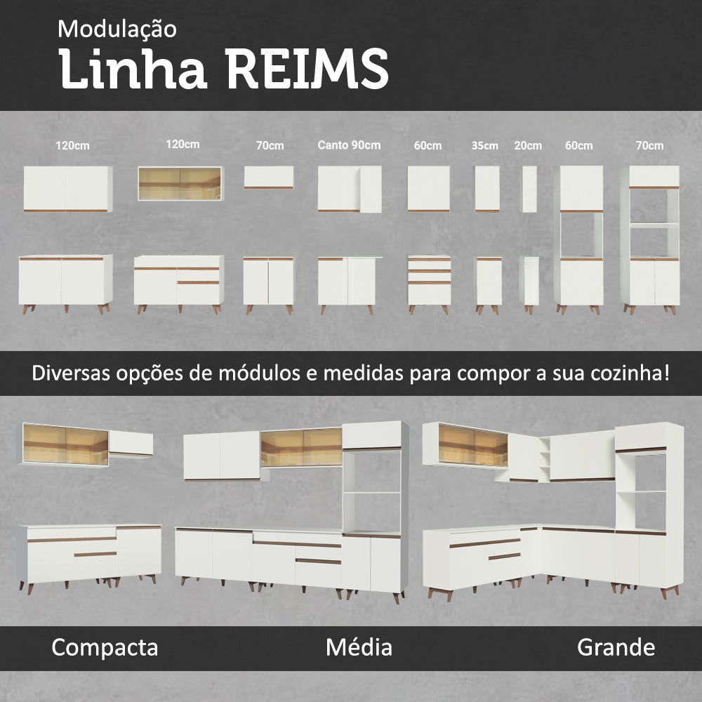 Kit con 2 Gabinetes de Cocina Reims 4 Puertas 1 Cajón (Con Encimera) Blanco