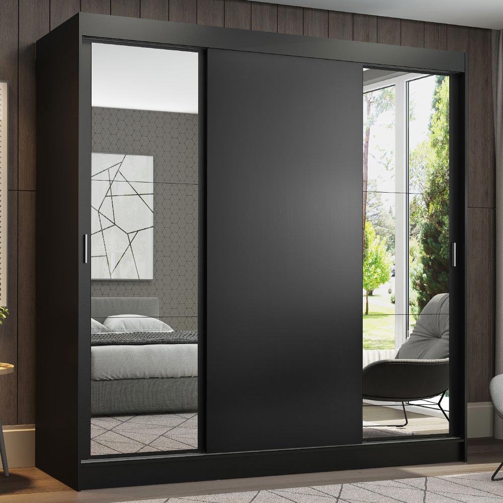 Clóset Matrimonial Reno 3 Puertas Correderas con Espejos Negro