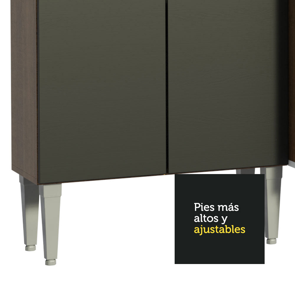 Cocina Integral Esquinera 353cm Marrón/Negro Emilly Sun 01