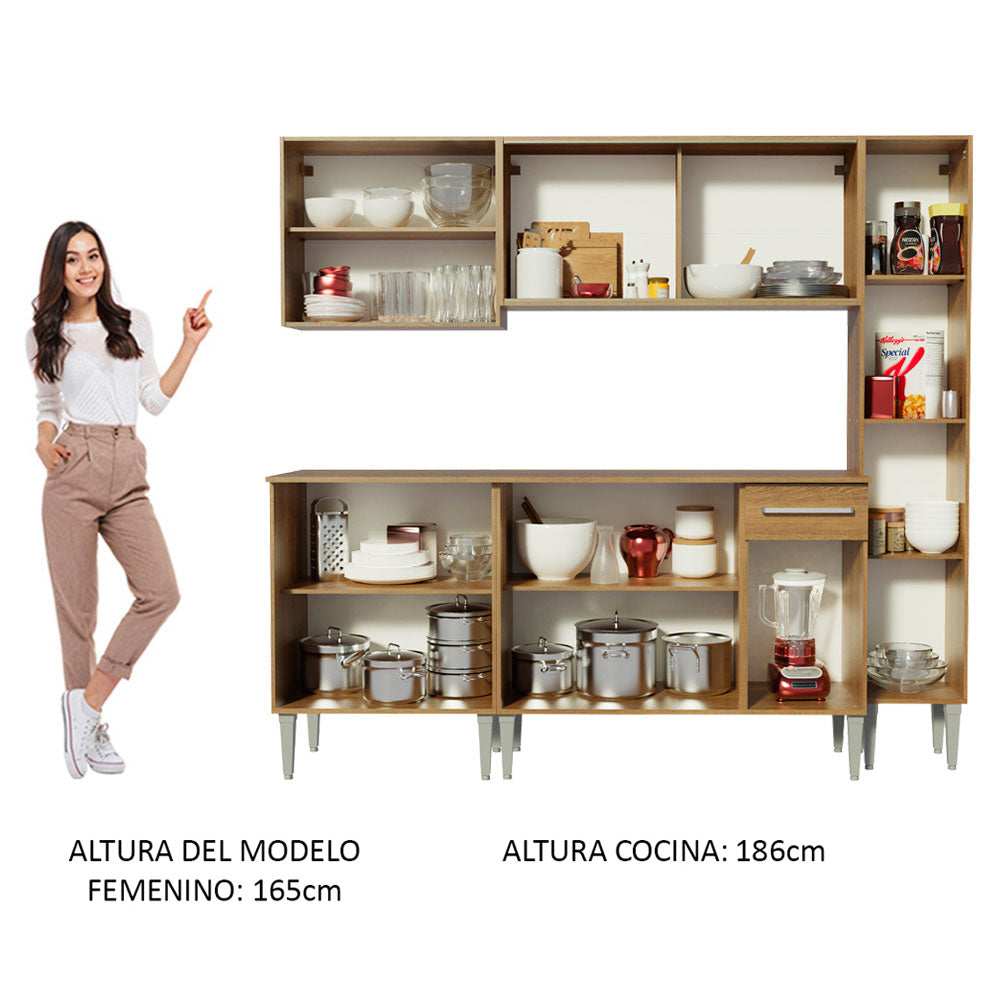 Cocina Integral 201cm Marrón Emilly West Madesa 03