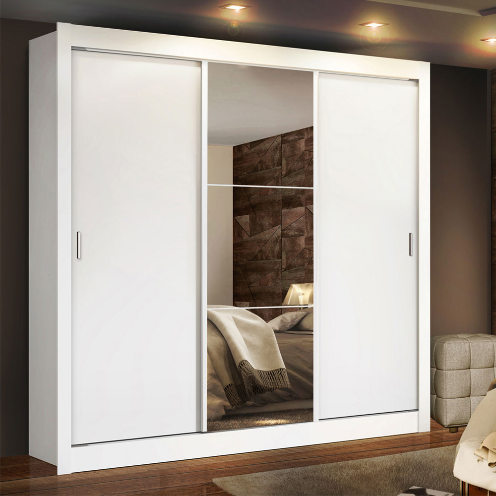 Clóset Matrimonial Lyon Plus 3 Puertas Correderas con Espejo 4 Cajones Blanco