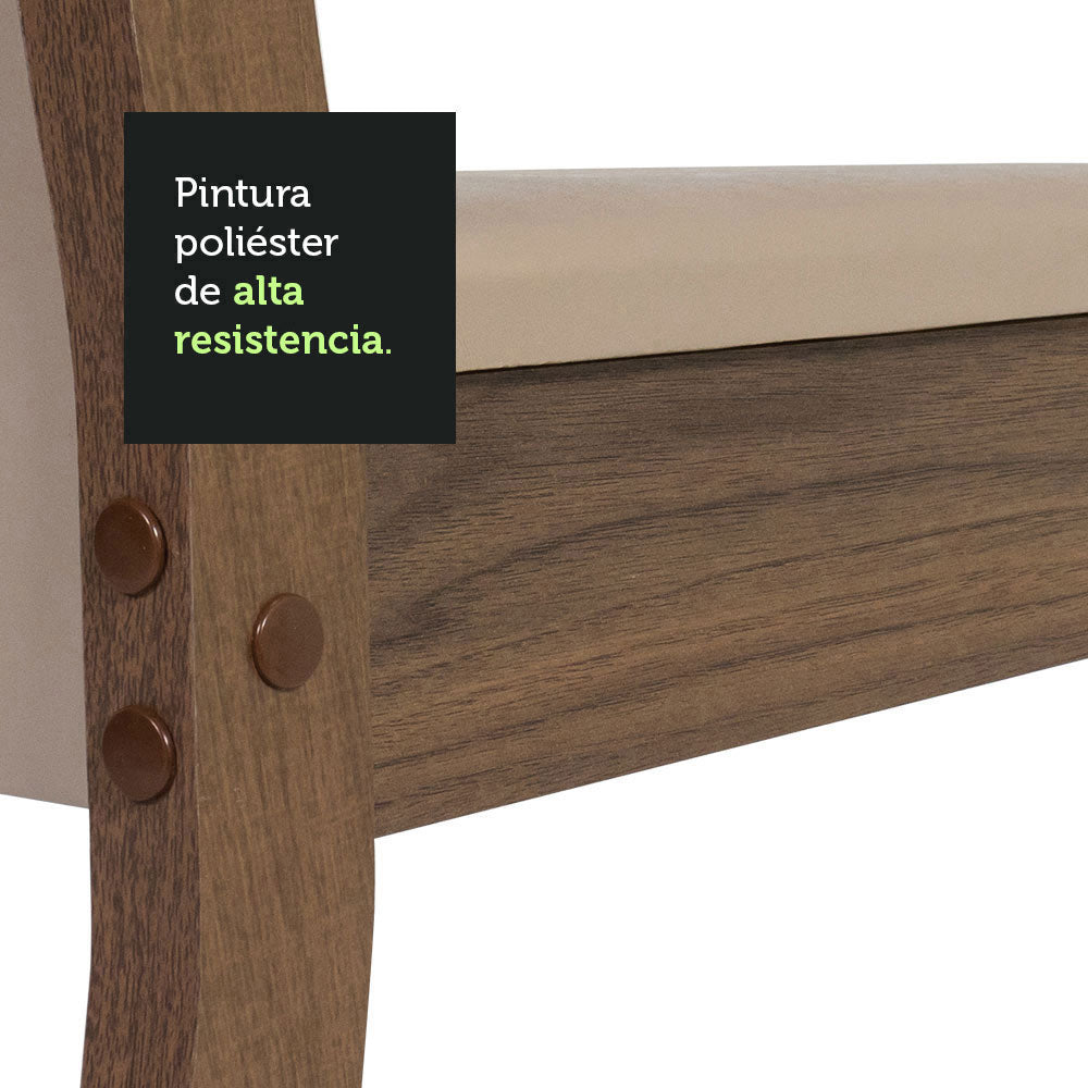 Juego de Comedor Mesa con Encimera de Vidrio 4 Sillas Marrón/Crema/Beige Tifani
