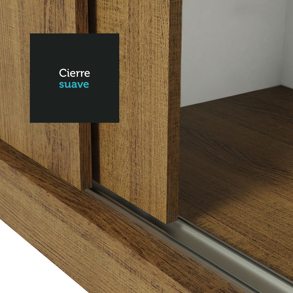 Ropero Doble Madesa Reno 3 Puertas Corredizas con Espejos - Marron