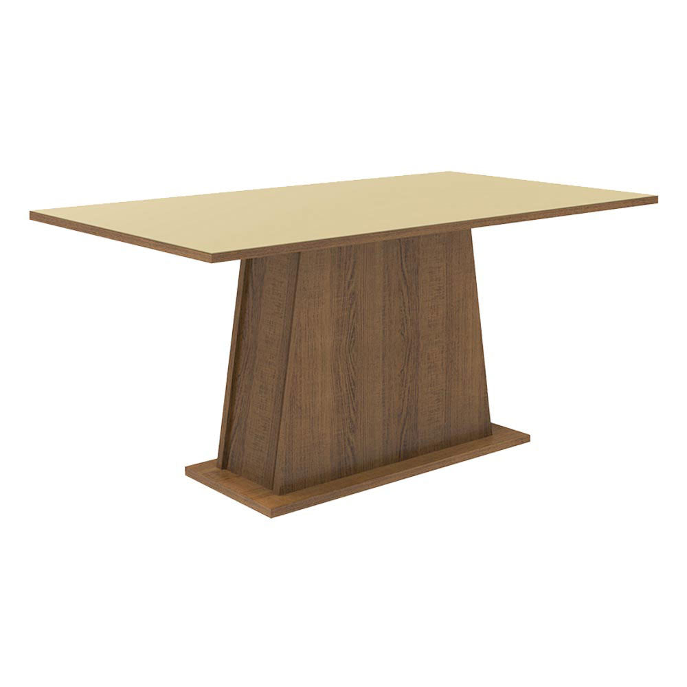 Juego de Comedor Mesa con Encimera de Madera 6 Sillas Marrón/Crema/Silver Britney