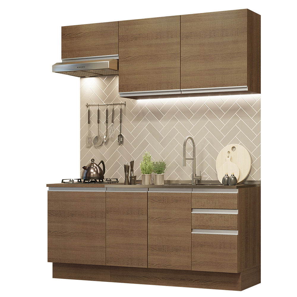 Cocina Integral con Lavadero 180cm Glamy 13 Marrón