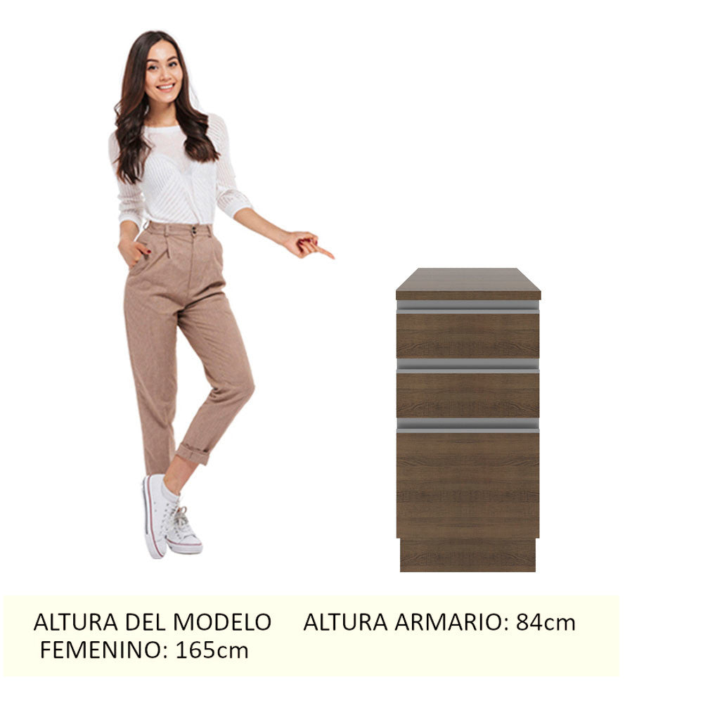 Mueble de Cocina Madesa Glamy 40 cm 3 Cajones Marrón