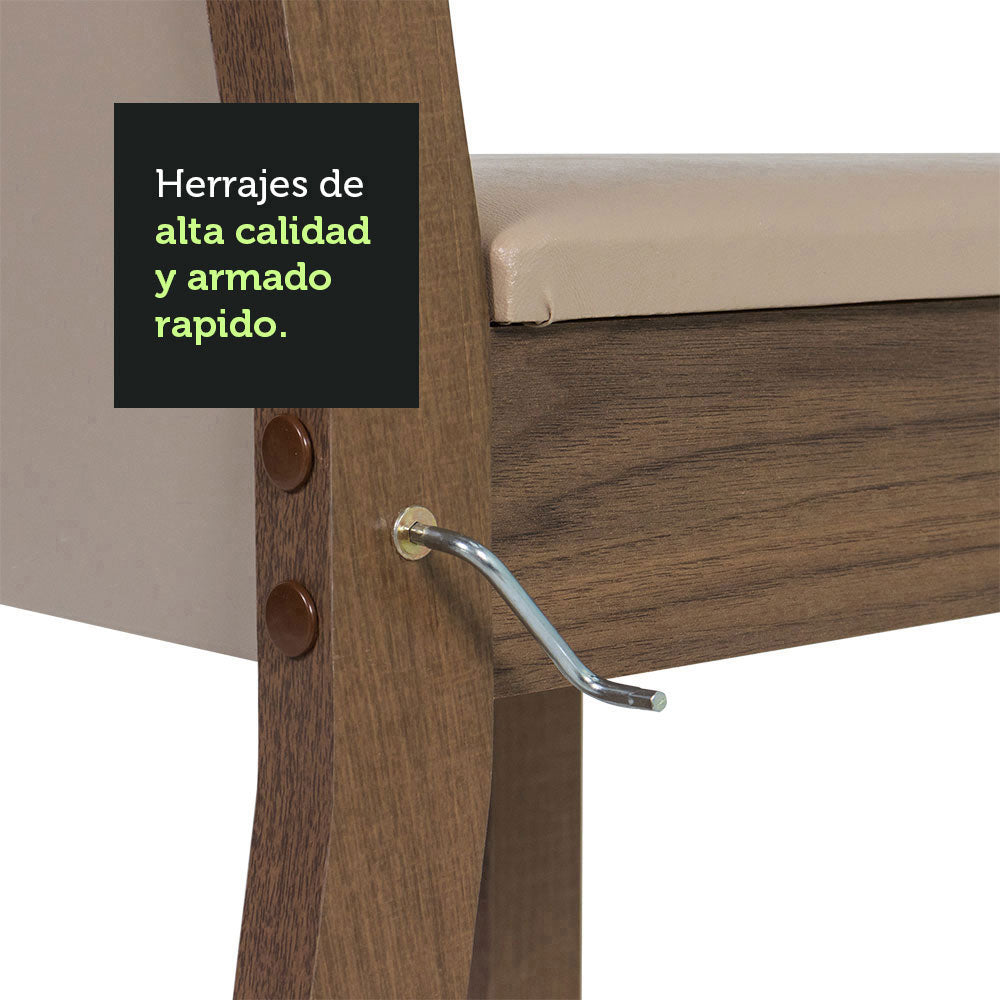 Juego de Comedor Mesa Tablero de Madera 6 Sillas Marrón/Crema/Beige Augusta Madesa
