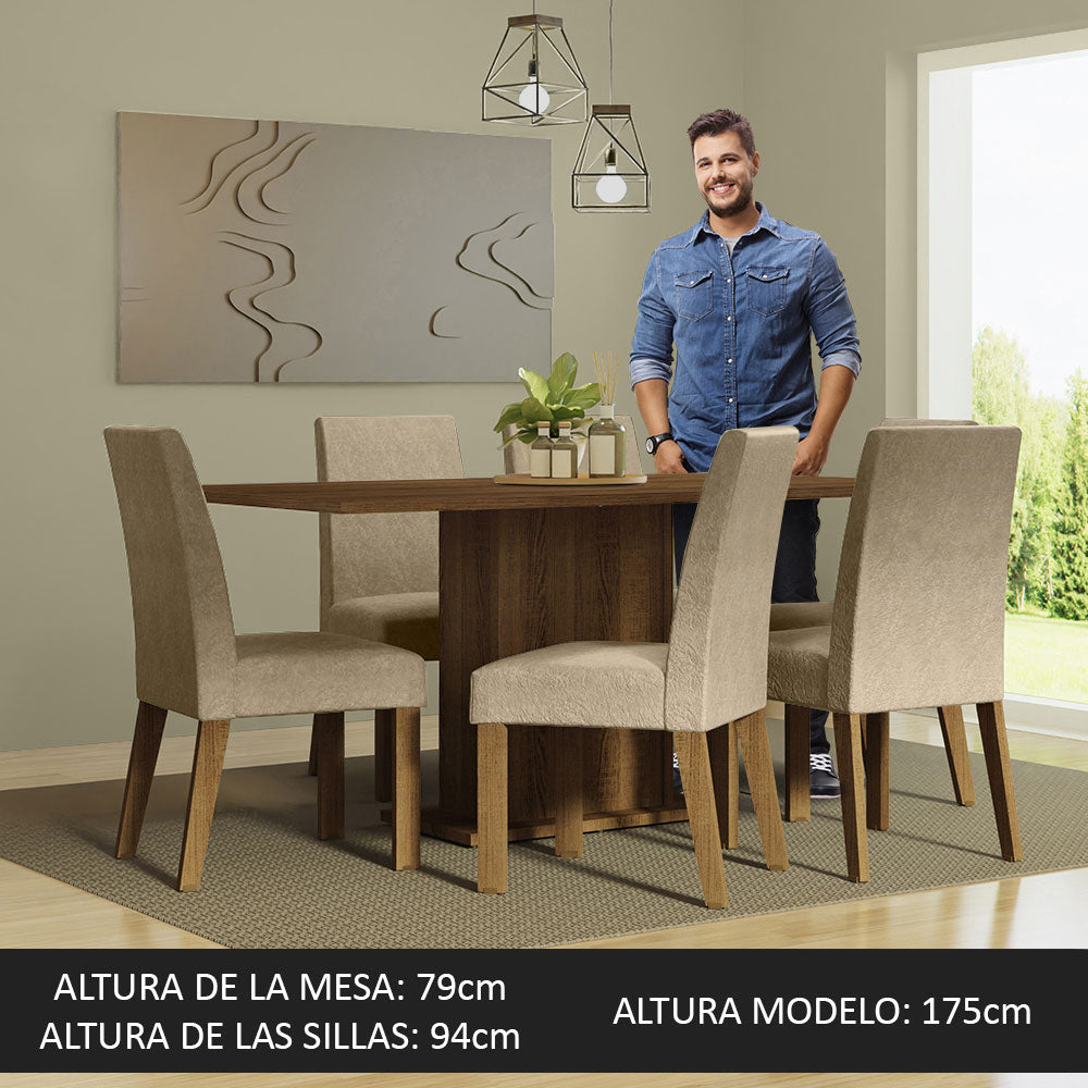 Juego de Comedor Mesa Tablero de Madera 6 Sillas Marrón/Imperial Renata Madesa