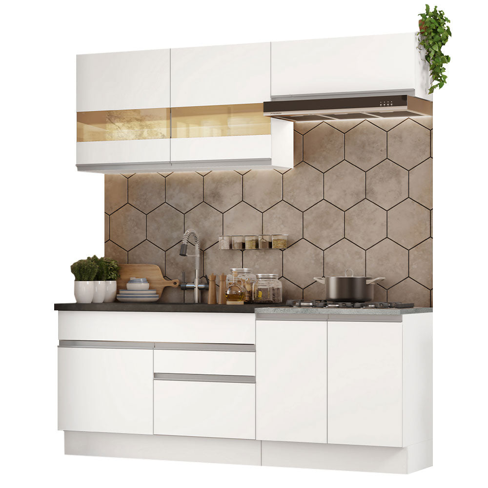 Cocina Integral 200cm Blanco Glamy Madesa 07