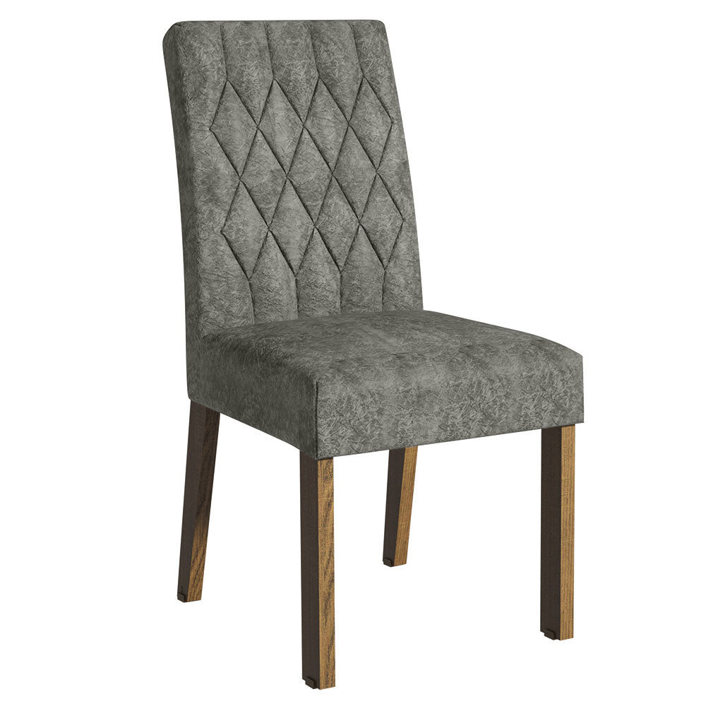 Juego de Comedor Mesa con Encimera de Madera 4 Sillas Marrón/Gris/Silver Livia