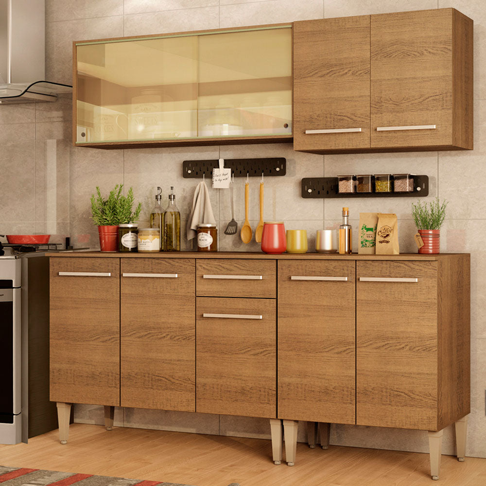 Cocina Compacta 169cm Marrón Emilly Drive Madesa 04