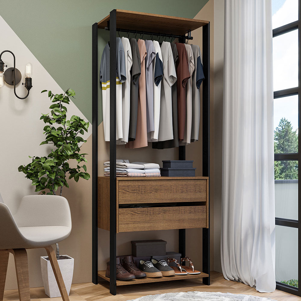 Clóset Modular Valencia 2 Cajones 70cm Marrón/Negro