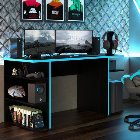 Escritorio Gamer Madesa Para PC y Consola Negro/Azul