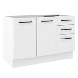 Mueble de Cocina para Lavadero 120 x 60 cm 2 Puertas y 3 Cajones (Sin Encimera) Blanco Agata