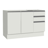 Gabinete Bajo para Lavadero 120 x 60 cm 2 Puertas y 3 Cajones (Sin Encimera) Glamy Blanco