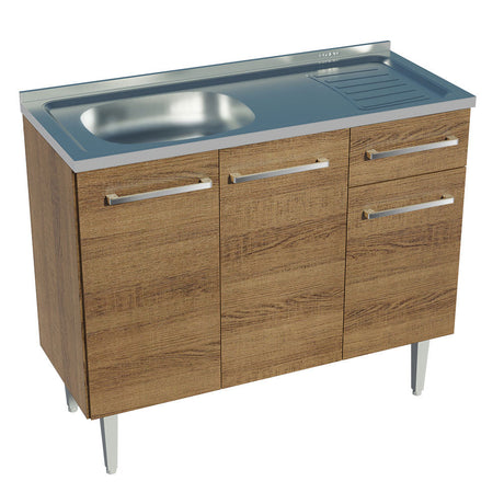 Mueble de Cocina 3 Puertas y 1 Cajón 105cm Marrón Emilly Madesa