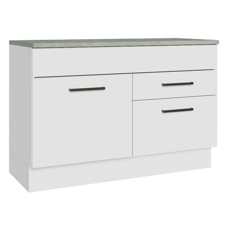 Mueble de Cocina para Fregadero 120 cm 1 Puerta y 2 Cajones (Con Tablero) Blanco Agata Madesa