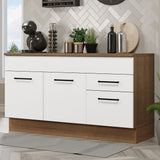 Gabinete Bajo 150cm 2 Cajones Marrón/Blanco Agata (Con Encimera)