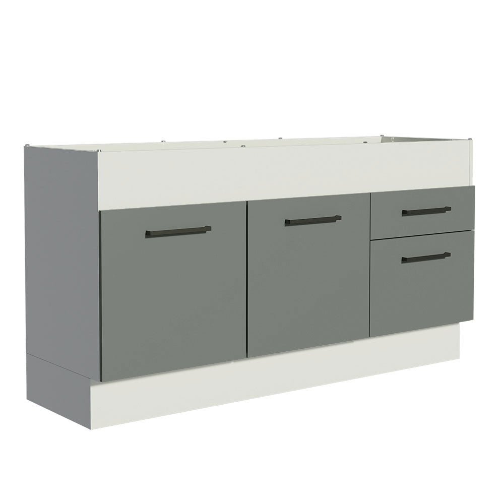 Mueble de Cocina para Tarja 150 cm 2 Puertas y 2 Cajones (Sin Encimera Ni Tarja) Blanco/Gris Agata