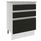 Gabinete Bajo 60 cm 3 Cajones Glamy Blanco/Negro