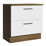 Gabinete Bajo 80cm 2 Cajones Marrón/Blanco Agata
