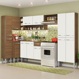 Cocina Integral Esquinera 385cm Marrón/Branco Emilly Love 01