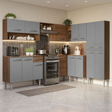 Cocina Integral Esquinera 417cm Marrón/Gris Emilly 02