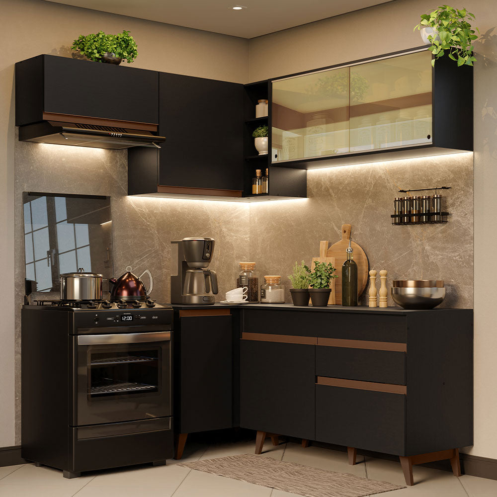 Cocina Integral Esquinera 332cm Negro Reims 03