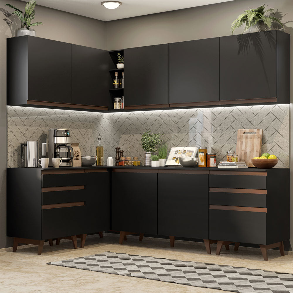 Cocina Integral Esquinera 382cm Reims Negro 02