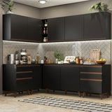 Cocina Integral Esquinera 382cm Reims Negro 02