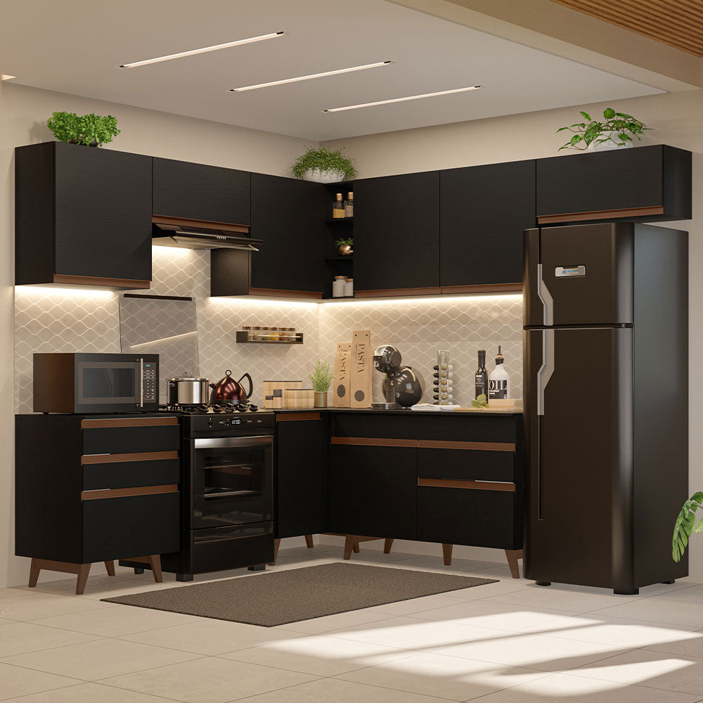 Cocina Integral Esquinera 462cm Reims Negro 03