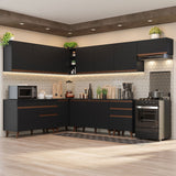 Cocina Integral Esquinera 512cm Reims Negro 01