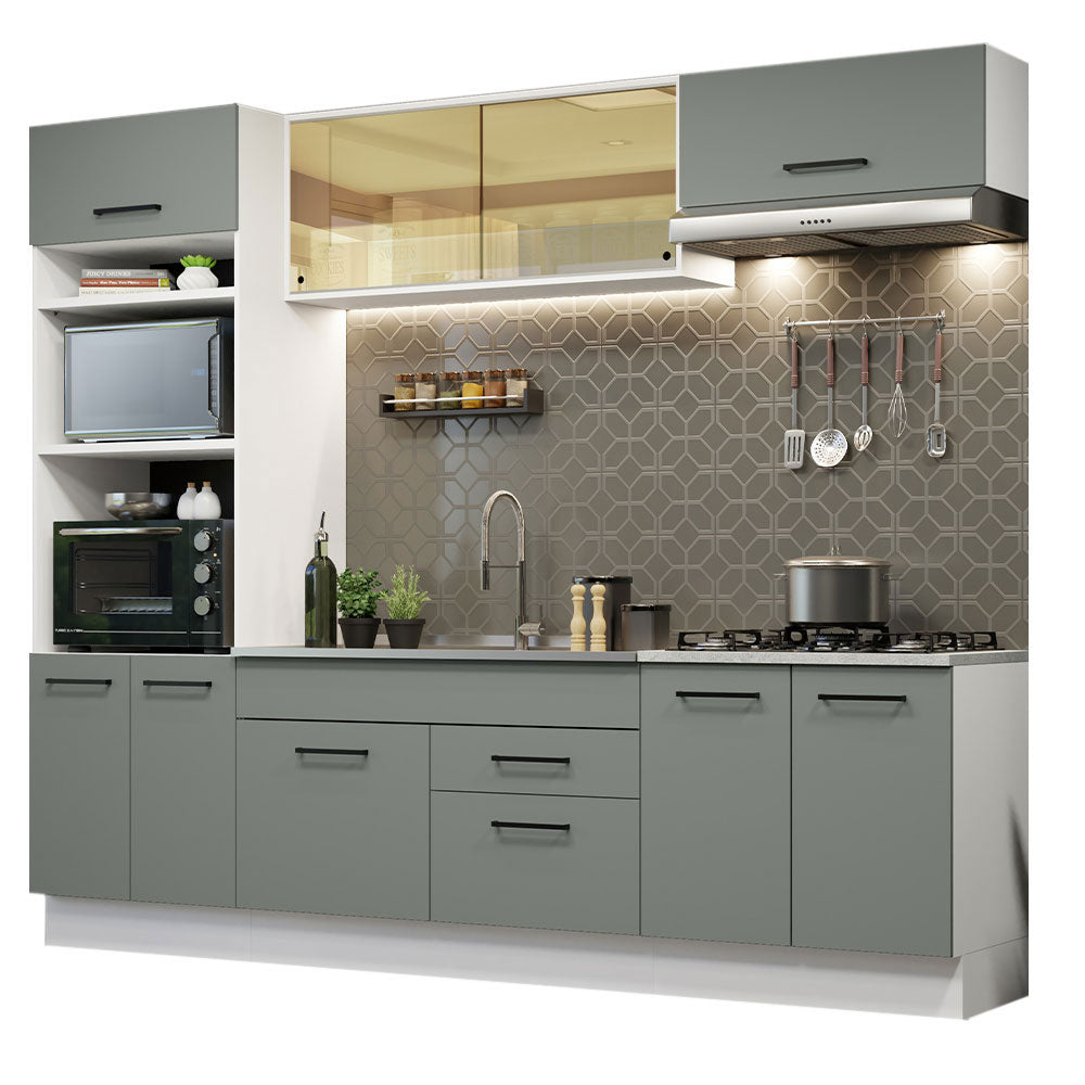 Cocina Integral 270cm Blanco/Gris Agata 03