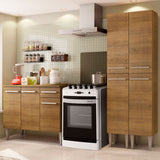 Cocina Compacta con Gabinete y Despensa Marrón Emilly Front