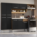 Cocina Integral 229cm con Lavadero Marrón/Negro Emilly 12
