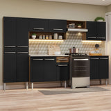 Cocina Integral 293cm con Lavadero Marrón/Negro Emilly 08