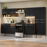 Cocina Integral 293cm con Lavadero Marrón/Negro Emilly 09