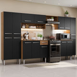 Cocina Integral 325cm Negro/Marrón Emilly Joy