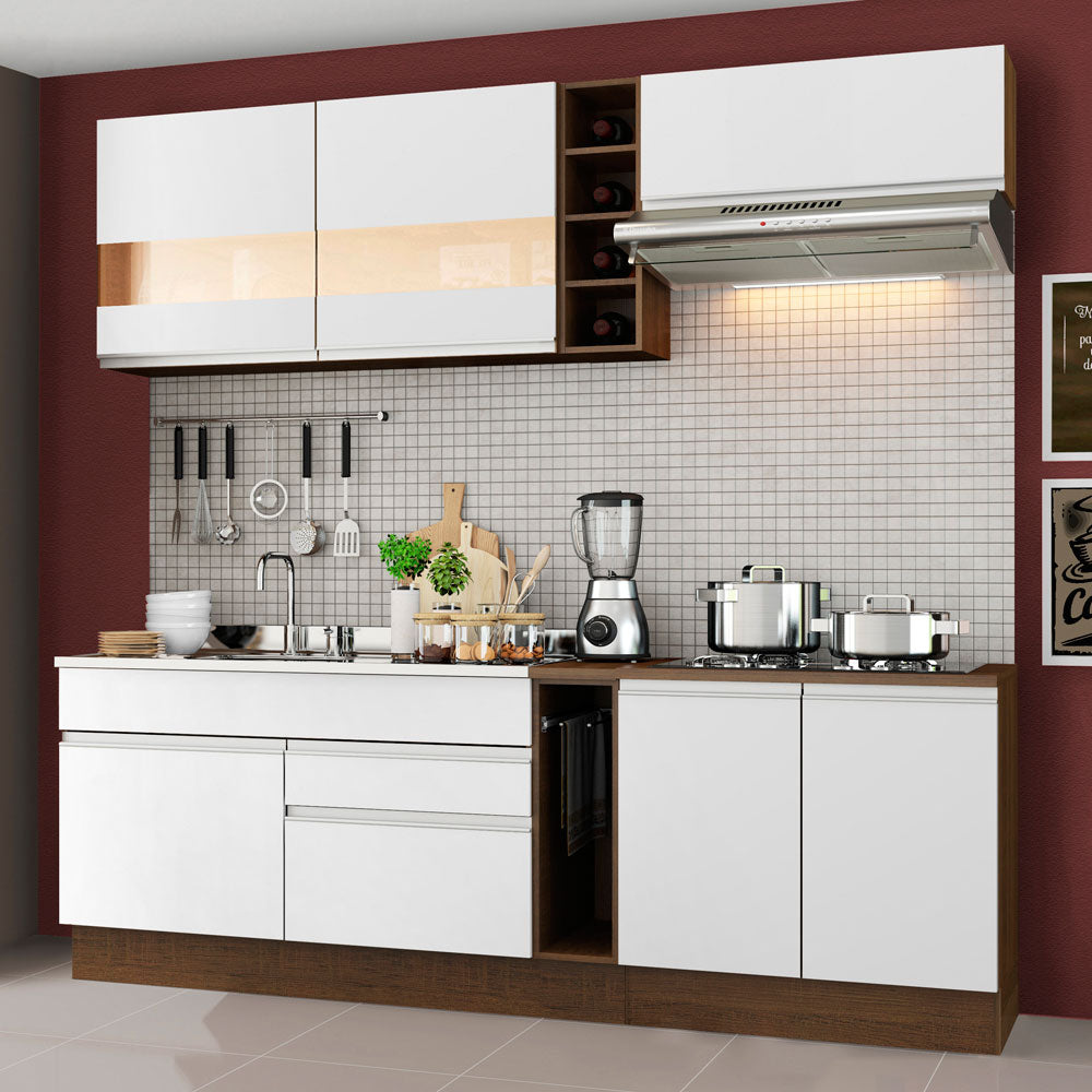 Cocina Integral 220 cm Marrón/Blanco Parma 02