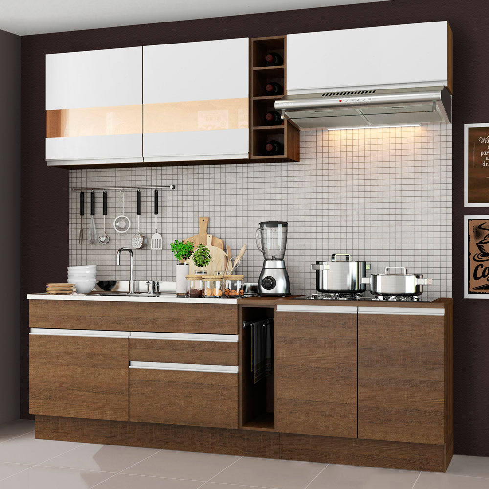 Cocina Integral 220 cm Marrón/Marrón/Blanco Parma 02