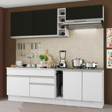 Cocina Integral 220cm Blanco/Negro Parma 03