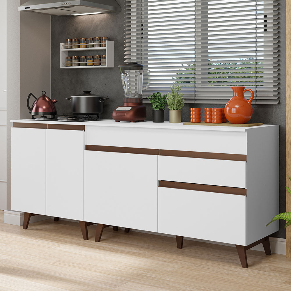 Kit con 2 Gabinetes de Cocina Reims 4 Puertas 1 Cajón (Con Encimera) Blanco