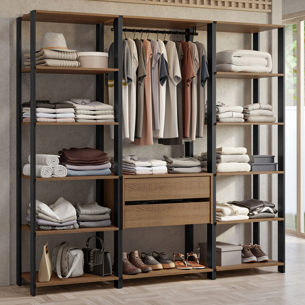 Clóset Modulado Valencia 2 Cajones 188cm Marrón/Negro 01