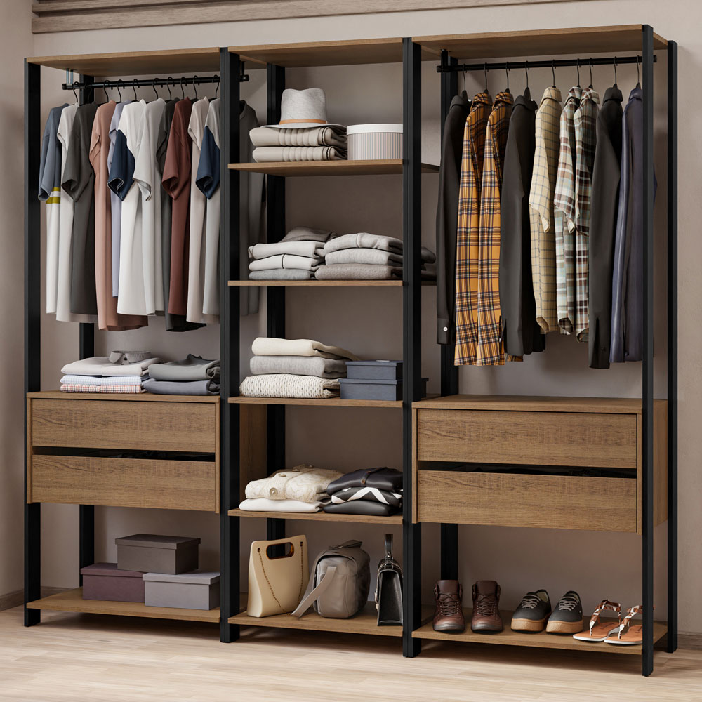 Clóset Modulado Valencia 4 Cajones 199cm Marrón/Negro 02