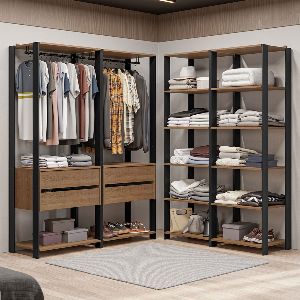 Clóset Modulado Valencia 4 Cajones 358cm Marrón/Negro 03